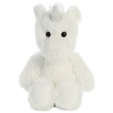 Unicorn plush from Cuddly Friends by Aurora, pristine white with a silver horn, perfect for magical cuddles
